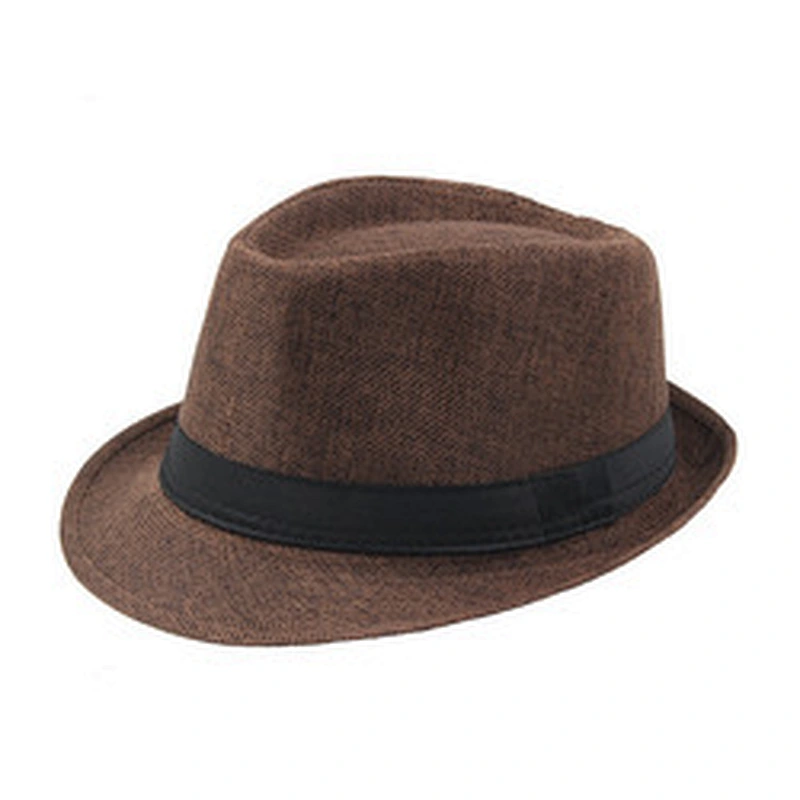 New Fashion Spring Summer Unisex Solid Color Linen Jazz Cap Fedora Hat For Decorate Beach Tourism