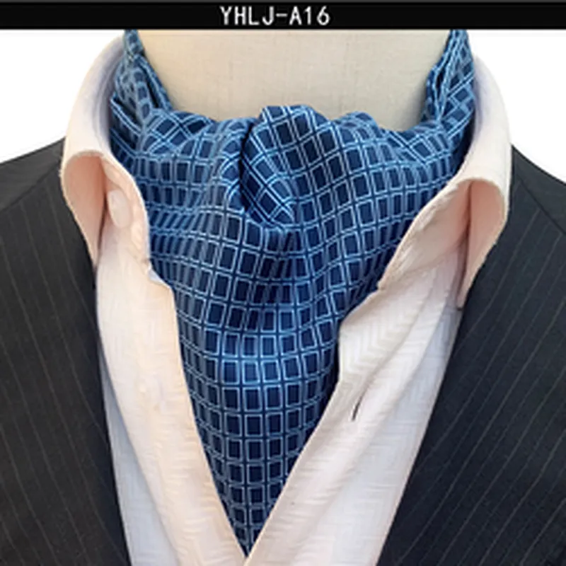 Casual Mens Ascot Polyester Jacquard Woven Ties For Men Italian Classic Paisley Cravate Tie