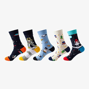 custom 40 units of men's novelty woven colorful crew patterned socks size EU37-44
