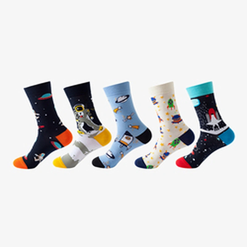 custom 40 units of men's novelty woven colorful crew patterned socks size EU37-44