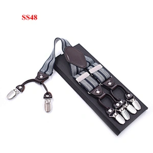 High Quality 3.5cm width elastic adjustable Jacquard Woven 6 Clip Y Shape Wedding Suspenders For Men Trousers