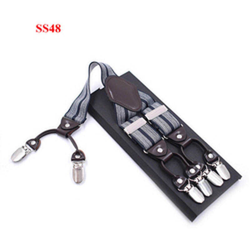 High Quality 3.5cm width elastic adjustable Jacquard Woven 6 Clip Y Shape Wedding Suspenders For Men Trousers