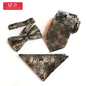 Classic Paisley Men Ties and Hanky Set Casual Neckties with Pocket Square Custom Men Bow Tie Set Handkerchief Set