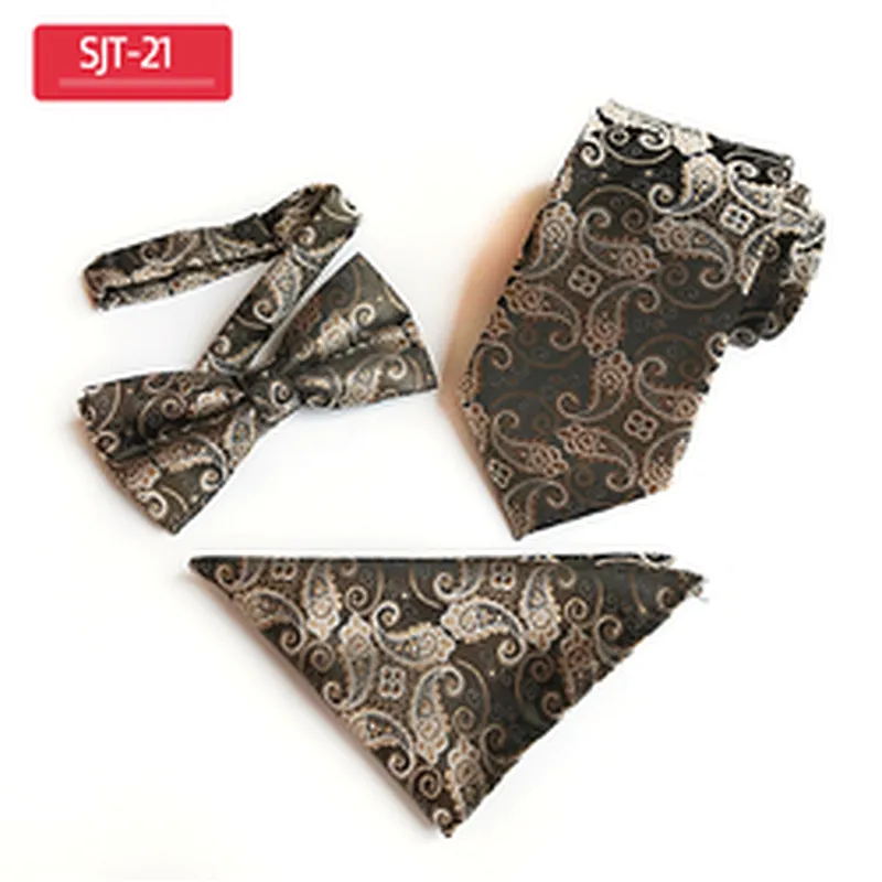 Classic Paisley Men Ties and Hanky Set Casual Neckties with Pocket Square Custom Men Bow Tie Set Handkerchief Set