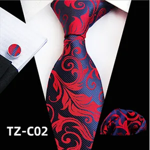 Wholesale Green Neckties With Pocket Squares Fashion Men Ties and Hanky Set Paisley Tie Pocket Square and Cufflink Set