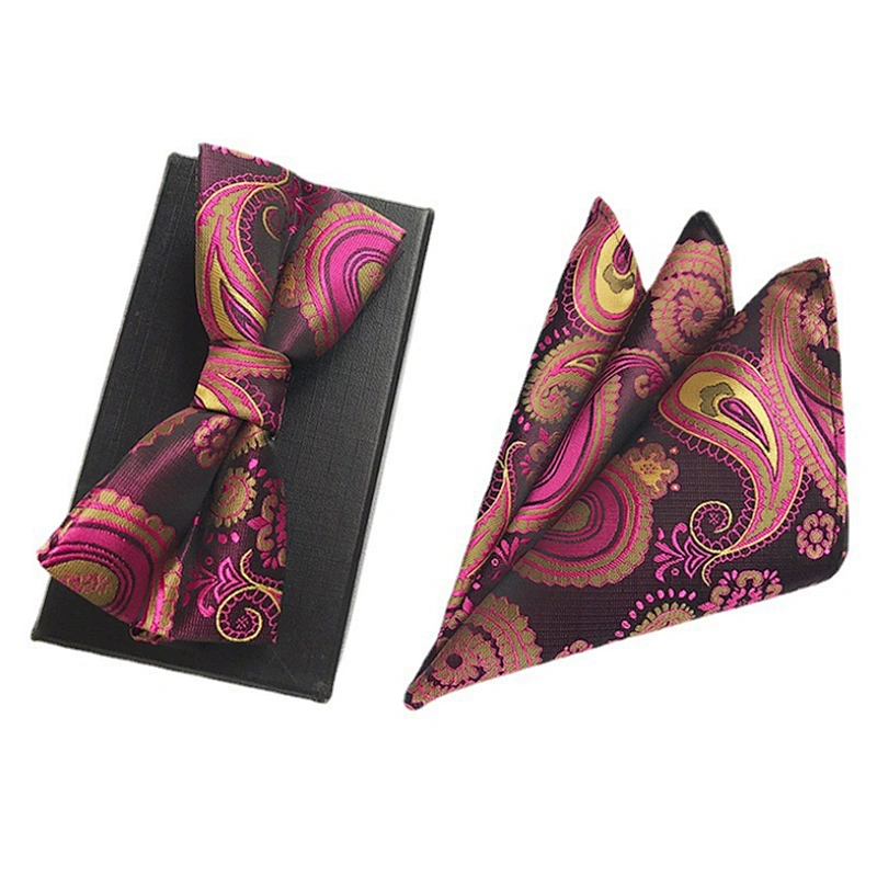 Paisley Men Bow Tie Sets Handkerchief Set Custom Pocket Squares for Men Casual Mens Bow Ties and Hanky Sets