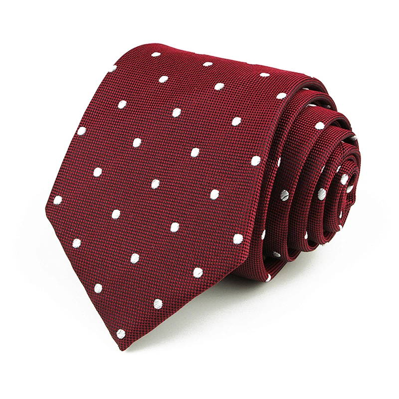 Custom Necktie Set Fashionable Gravata Masculina Jacquard Woven Wine Red Plain Polyester Ties