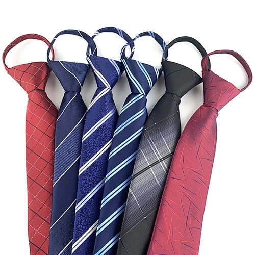 Custom Boys Zipper Ties Novel Polyester Jacquard Woven Zipper Tie Fashionable Lattice Zipper Ties For Men