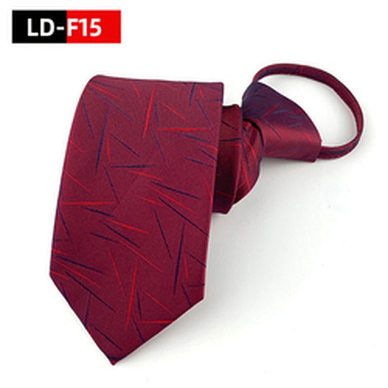 Wholesale Neck Tie Lazy Adjustable Elastic Popular Boy Zipper Tie Polyester Jacquard White Zipper Ties For Men
