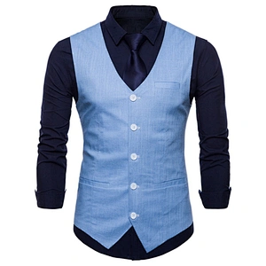 Single Breasted Suit Vest Men Formal Solid Chalecos Hombre Casual Flax Men Vest Waistcoat