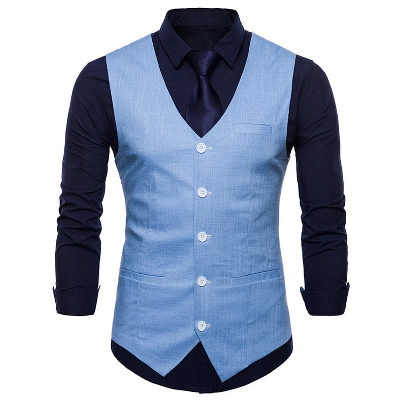 Single Breasted Suit Vest Men Formal Solid Chalecos Hombre Casual Flax Men Vest Waistcoat