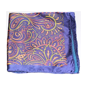 fashion hand made stylish handkerchief HAND ROLLED floral pocket square satin fabric DPS4938A