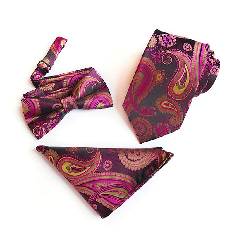 Fashion Neckties with Pocket Square Casual Dot Men Ties and Hanky Set Party Men Bow Tie Set Handkerchief Set
