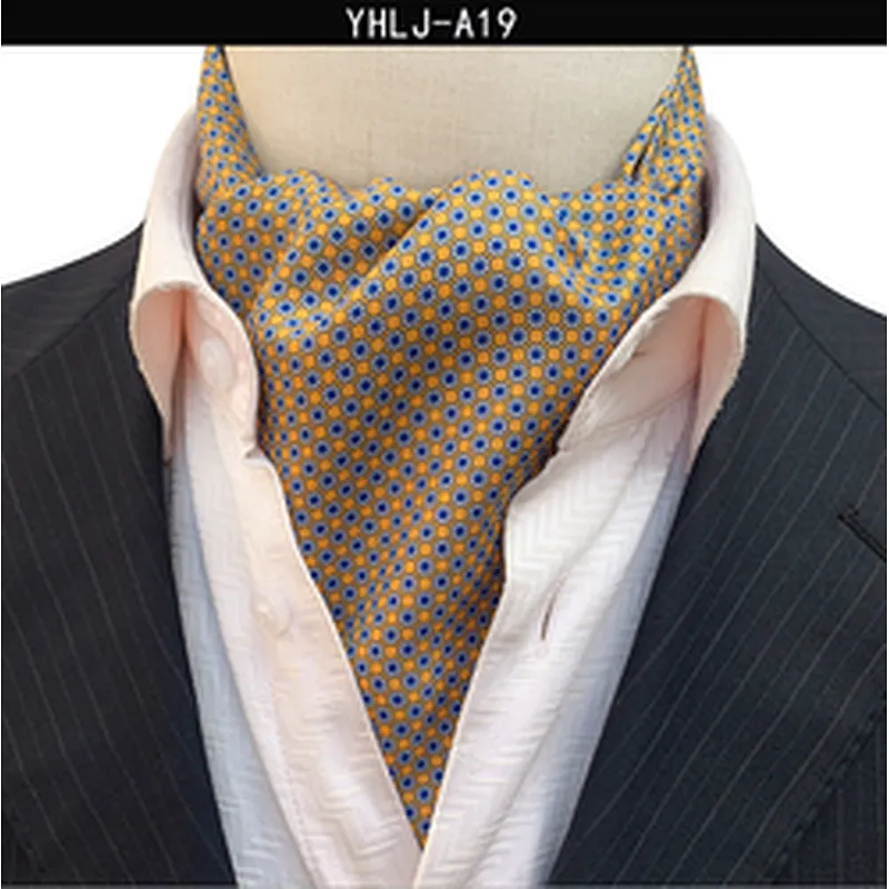 Casual Mens Ascot Polyester Jacquard Woven Ties For Men Italian Classic Paisley Cravate Tie