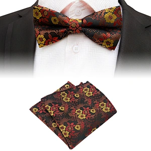 Floral Men Bow Tie Sets Handkerchief Set Custom Mens Bow Ties and Hanky Sets Fashion Pocket Squares for Men