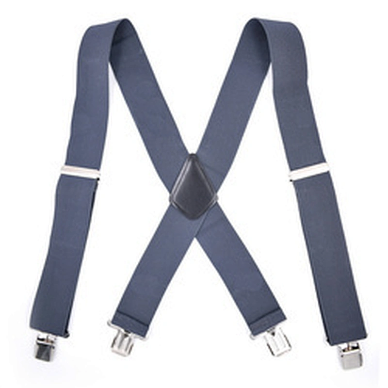 Wholesale 5cm width solid color Adjustable 4 Clip X-Back Heavy Duty Clip Mens Suspenders Elastic Pants Braces