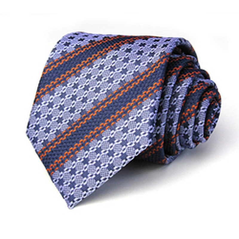 wholesale high quality jacquard striped silk polyester neck ties for men