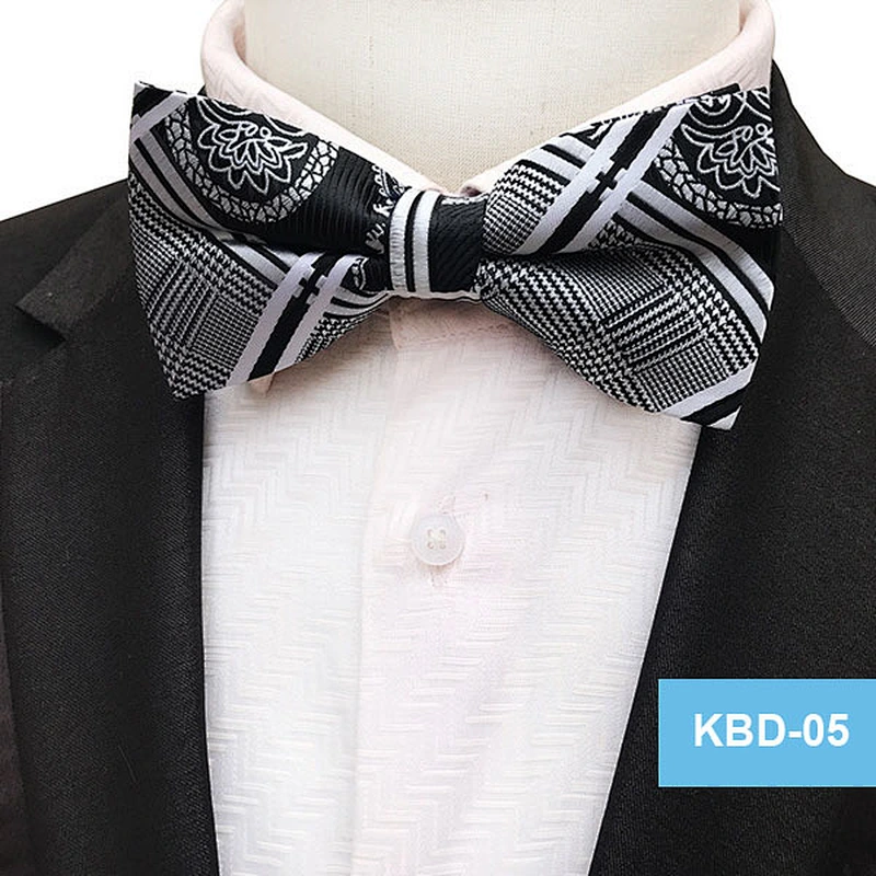 Custom Bow Tie Kids Fashion Casual Boys Bow Tie Set With Logo Polyester Grid Italian Bow Ties For Men