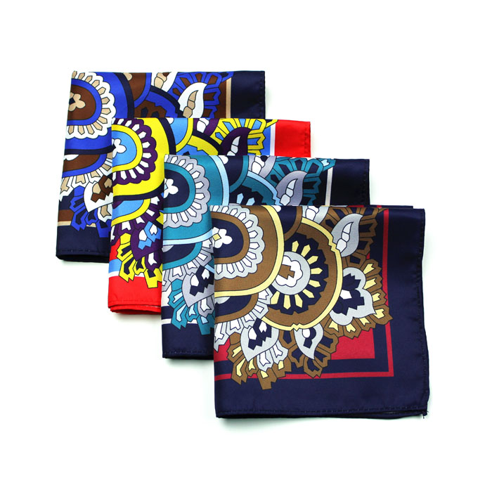 wholesale high quality men polyester printing pocket squares