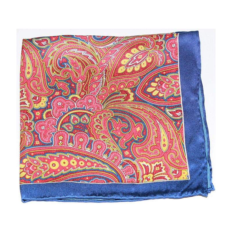 Pink Check STRIPE Printing Flower Custom Hanky Silk Foldable Pocket Square Women Handkerchief 100% Silk Men Custom Printed Logo