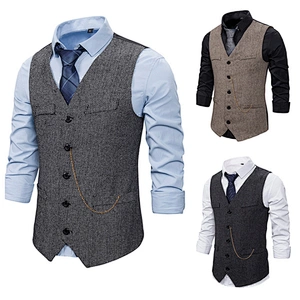 Formal Men's Vests & Waistcoats Suits Casual Cotton Men's Innerwear Vest Solid Chalecos Hombre With Chains