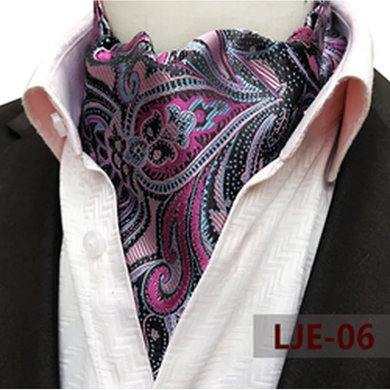 Fashion Paisley Folard Mens Ascot Casual Cravate Homme Polyester Jacquard Woven Ties For Men Italian