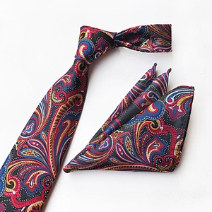 Casual Men Ties and Hanky Set Fashion Floral Neckties with Pocket Square Navy Ensemble Cravate Mouchoirs