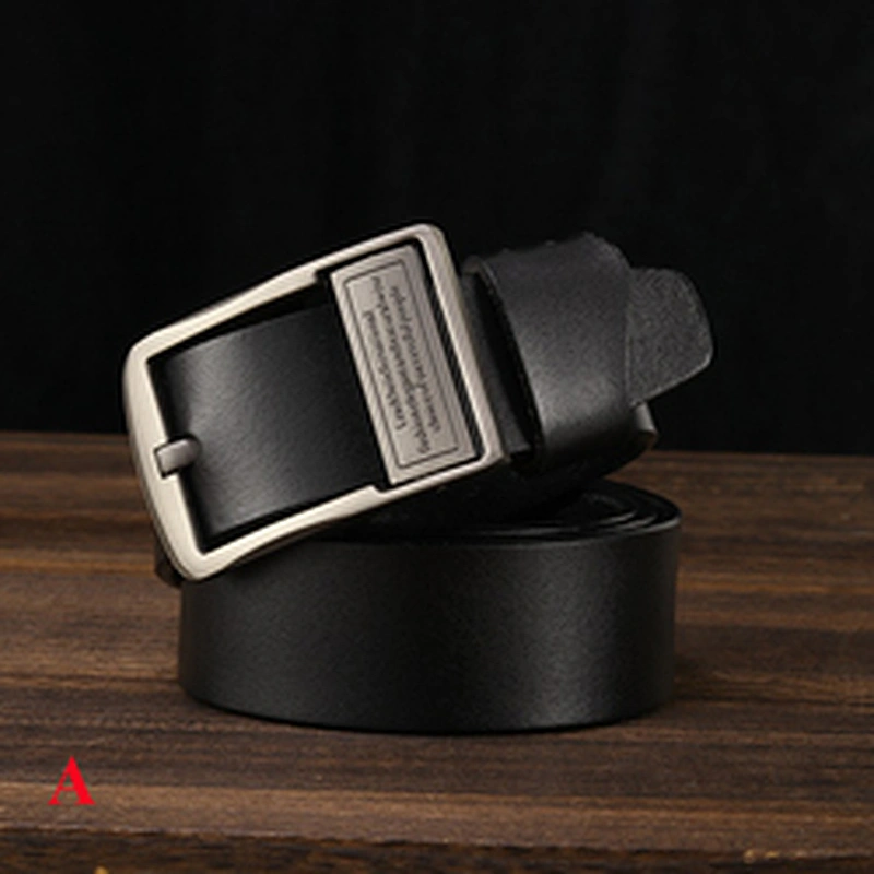 Wholesale Custom New Adjustable Casual Pin Buckle Belt Fashion Luxury Business Men Black Genuine Leather Belt
