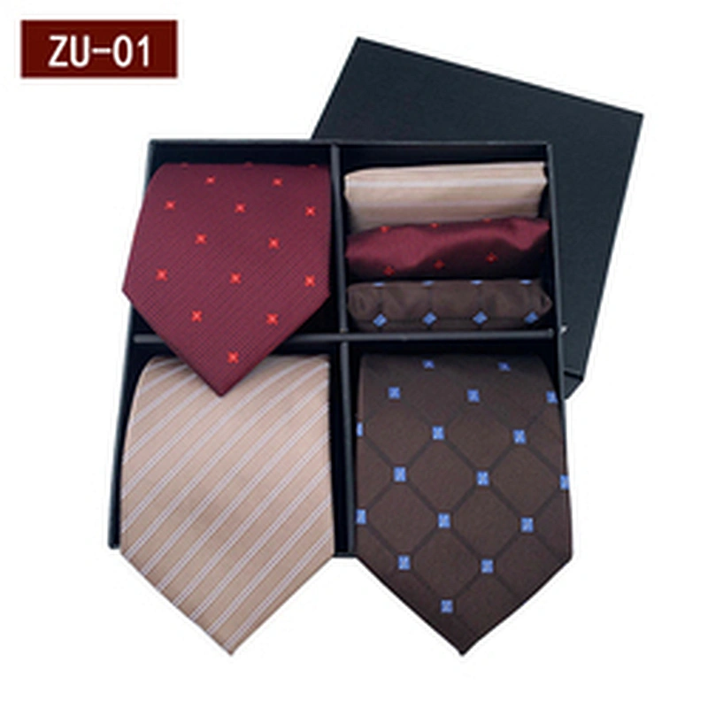 Fashion Luxury Gravata Masculina High Quality Men Ties Custom Mens Ties Silk Box Set Jacquard Necktie Set Gift Box With Logo