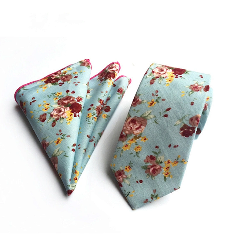 Casual Neckties with Pocket Squares Floral Men Ties and Hanky Set Classic Neck Ties For Men