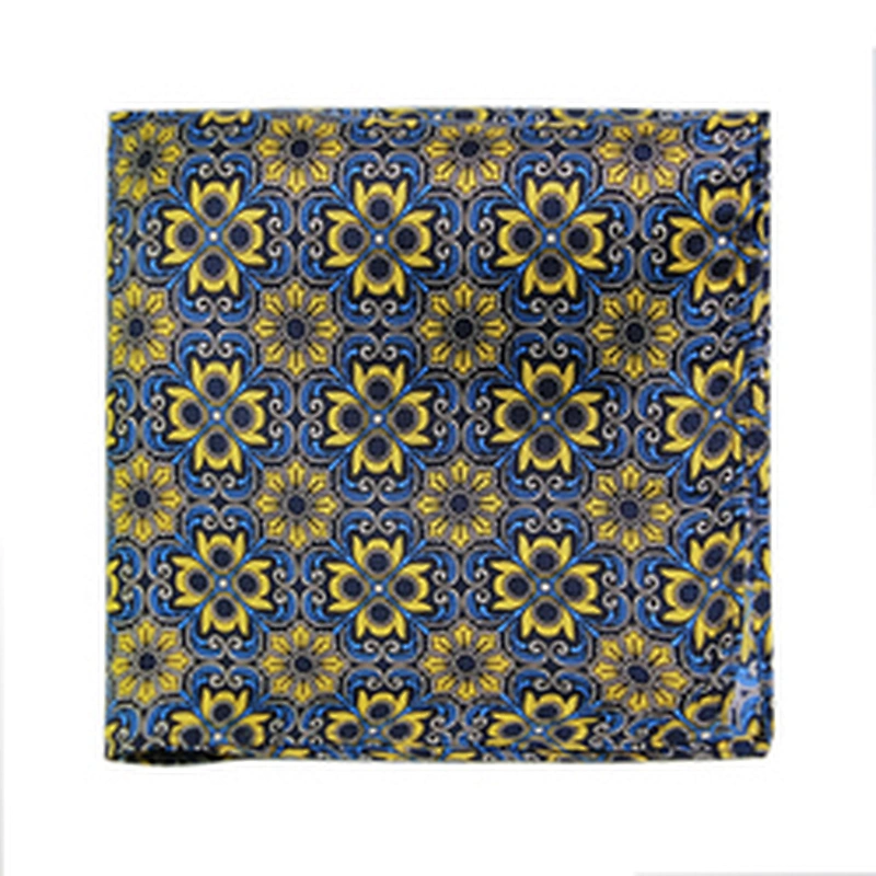 100% Silk Men's Elegant Floral Pocket Squares Handkerchief Men Printed High Quality Gift Box Set With LOGO