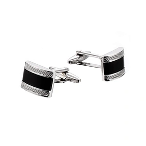 New round black concave cufflinks