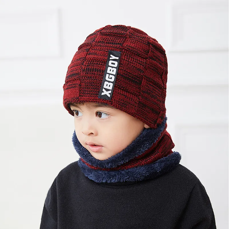 High quality children winter hats Cute Winter boy Caps knitted Boy Warm Pompom Beanies children beanie hats