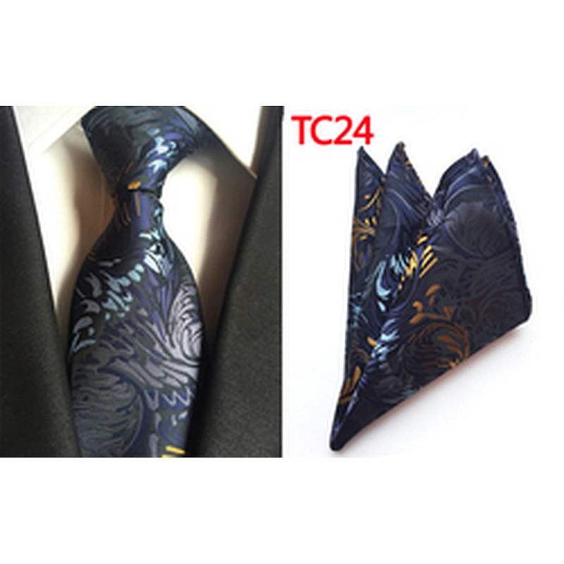 Custom Men Ties and Hanky Set Casual Paisley Neckties with Pocket Square Geometry Ensemble Cravate Mouchoirs