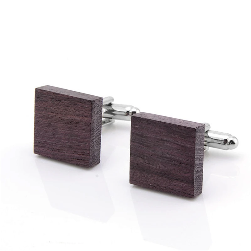 High Quality Mens Novelty Wooden Cufflinks Cuff Links or Tie Clips Mens Jewelry Brass White Steel Printing