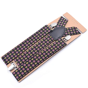 Custom High Quality Fashion Mens Geometry Printing Pattern Paisley Printing Elastic Boys Suspenders