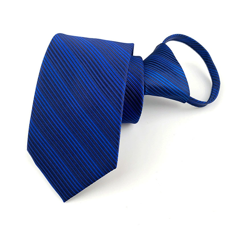 Wholesale Neck Tie Lazy Adjustable Elastic Popular Boy Zipper Tie Polyester Jacquard White Zipper Ties For Men