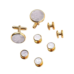 Custom Cufflinks Men Luxury Cufflink Button Sublimation 8 pcs Cuff Links and studs Set