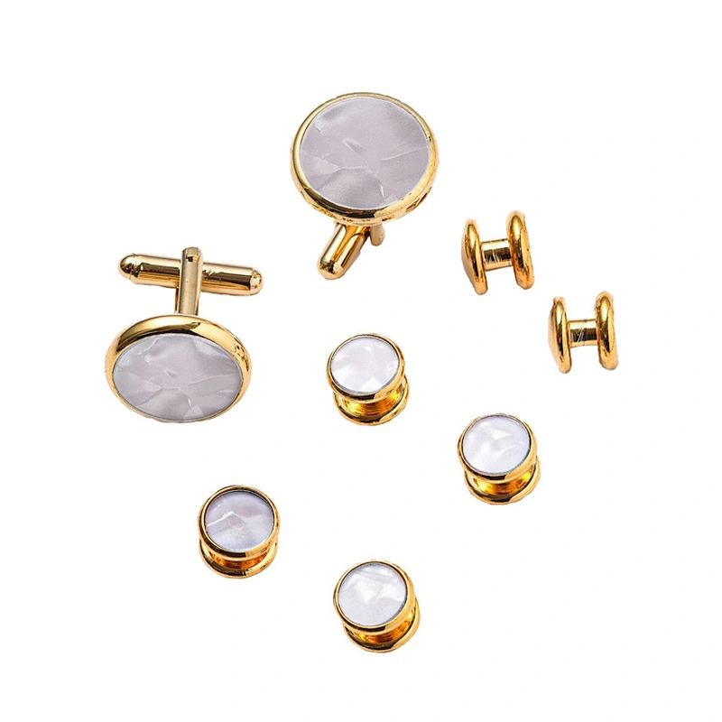 Custom Cufflinks Men Luxury Cufflink Button Sublimation 8 pcs Cuff Links and studs Set