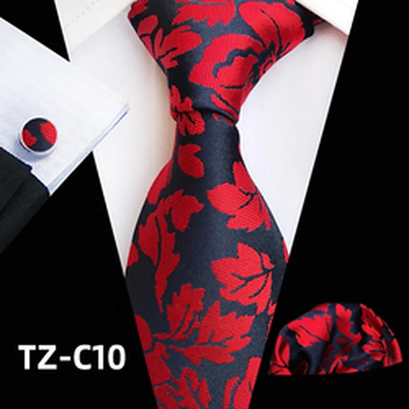 Wholesale Men Ties and Hanky Set Fashion Purple Neckties With Pocket Squares Paisley Tie Pocket Square and Cufflink Set