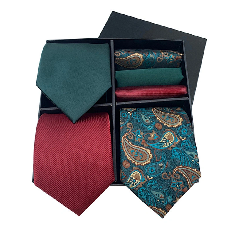 Fashion Luxury Gravata Masculina High Quality Men Ties Custom Mens Ties Silk Box Set Jacquard Necktie Set Gift Box With Logo