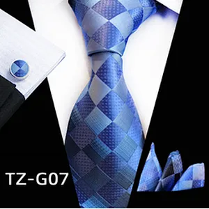 Wholesale Men Ties and Hanky Set Luxury Tie and Cufflinks Set Striped Neckties with Pocket Squares Ensemble Cravate