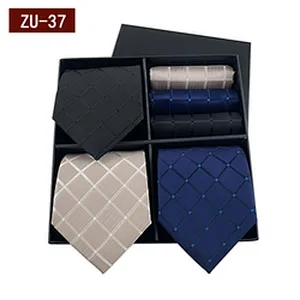 Casual Mens Ties and Pocket Square Set 2021 Regular Men Ties and Hanky Set Custom Men Necktie Set Gift Box