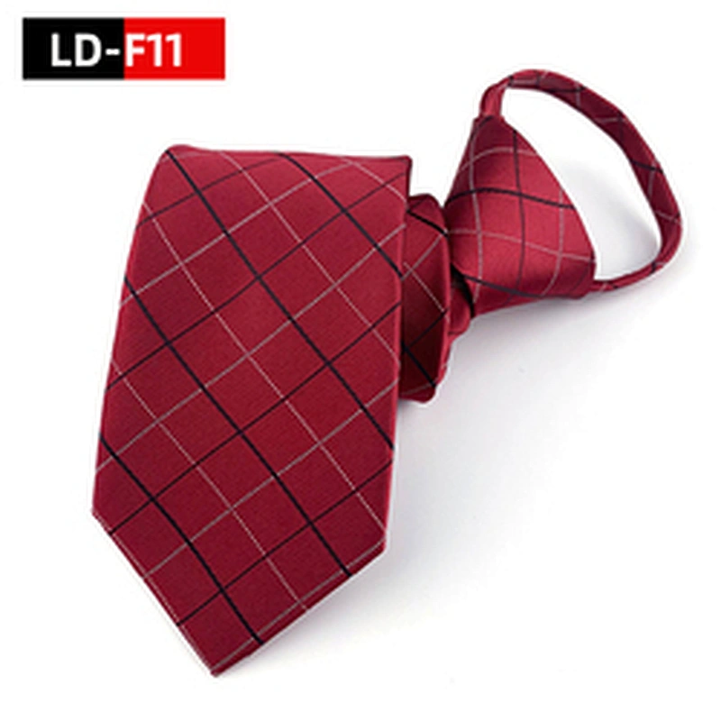 Custom Boys Zipper Ties Novel Polyester Jacquard Woven Zipper Tie Fashionable Lattice Zipper Ties For Men