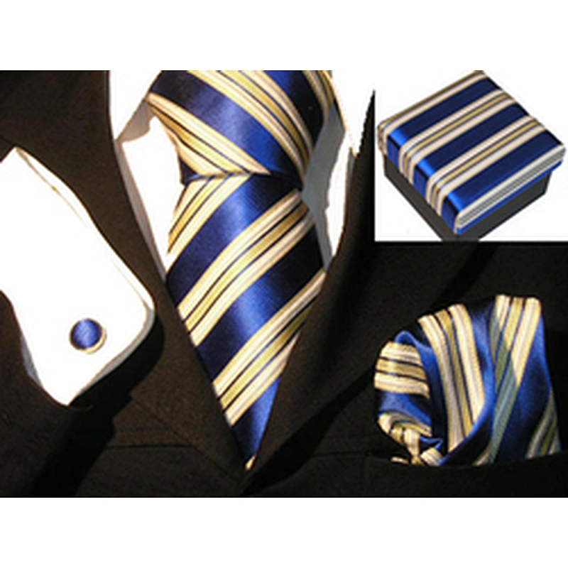 Wholesale Silk Tie Set Luxury Neckties With Pocket Square Men Handkerchief In Gift Box Custom Tie Pocket Square and Cufflink Set
