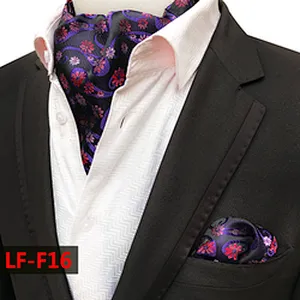 Classic Handkerchief for Men Fashion Paisley Cravate Homme Hanky Set Polyester Folard Mens Ascot Jacquard Woven