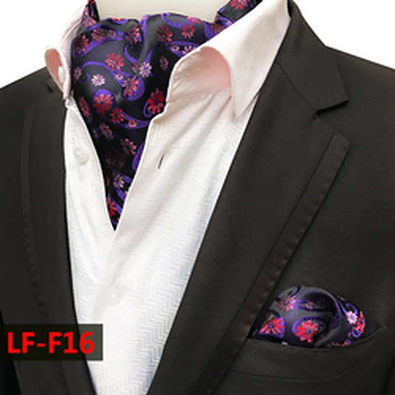 Classic Handkerchief for Men Fashion Paisley Cravate Homme Hanky Set Polyester Folard Mens Ascot Jacquard Woven