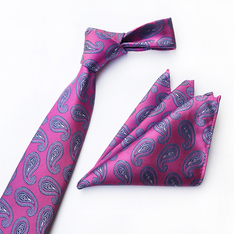 Fashion Men Ties and Hanky Set Custom Paisley Neckties with Pocket Square Casual Ensemble Cravate Mouchoirs
