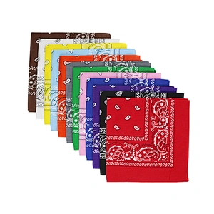 Wholesale Low Moq Fashion 100% Cotton Reusable Bandanas Custom Logo Silk Screen Printed Sport Headwear Soft Square Bandana Scarf
