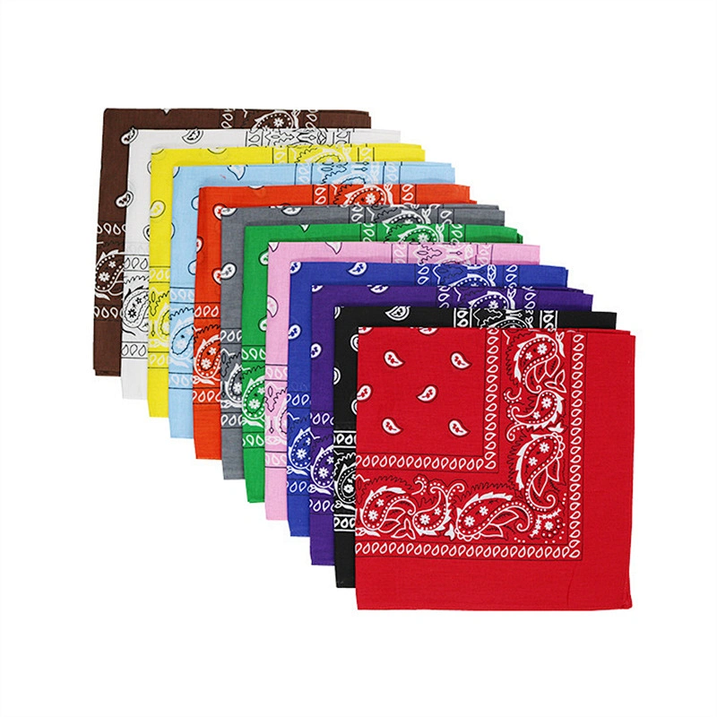 Wholesale Low Moq Fashion 100% Cotton Reusable Bandanas Custom Logo Silk Screen Printed Sport Headwear Soft Square Bandana Scarf